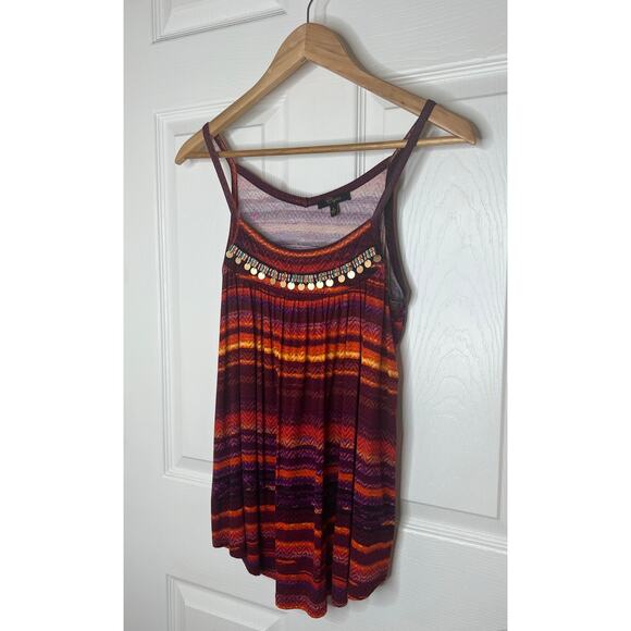 Cupio Women's Red Orange Multicolored Embellished Sleeveless Tank Top Size Small - Picture 3 of 7